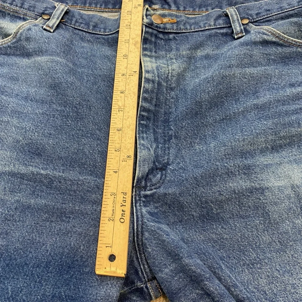Wrangler Jeans Mens 42x32 Blue 936 DEN Cowboy Cut Slim Fit Western‎ Distressed